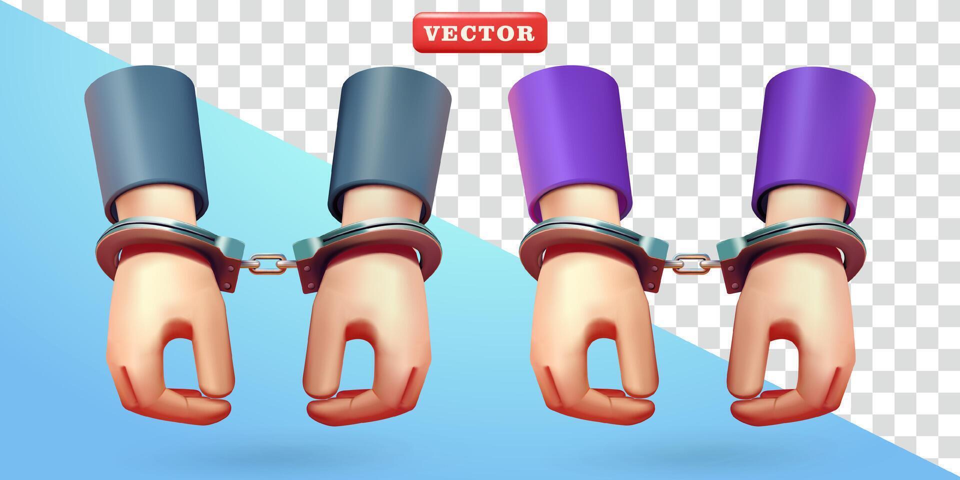Handcuffed hands, 3d. Suitable for laws and design elements vector