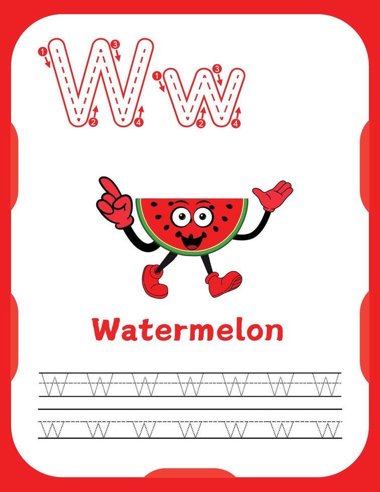 Letter W Tracing Practice for Young Learners 49981965 Vector Art at