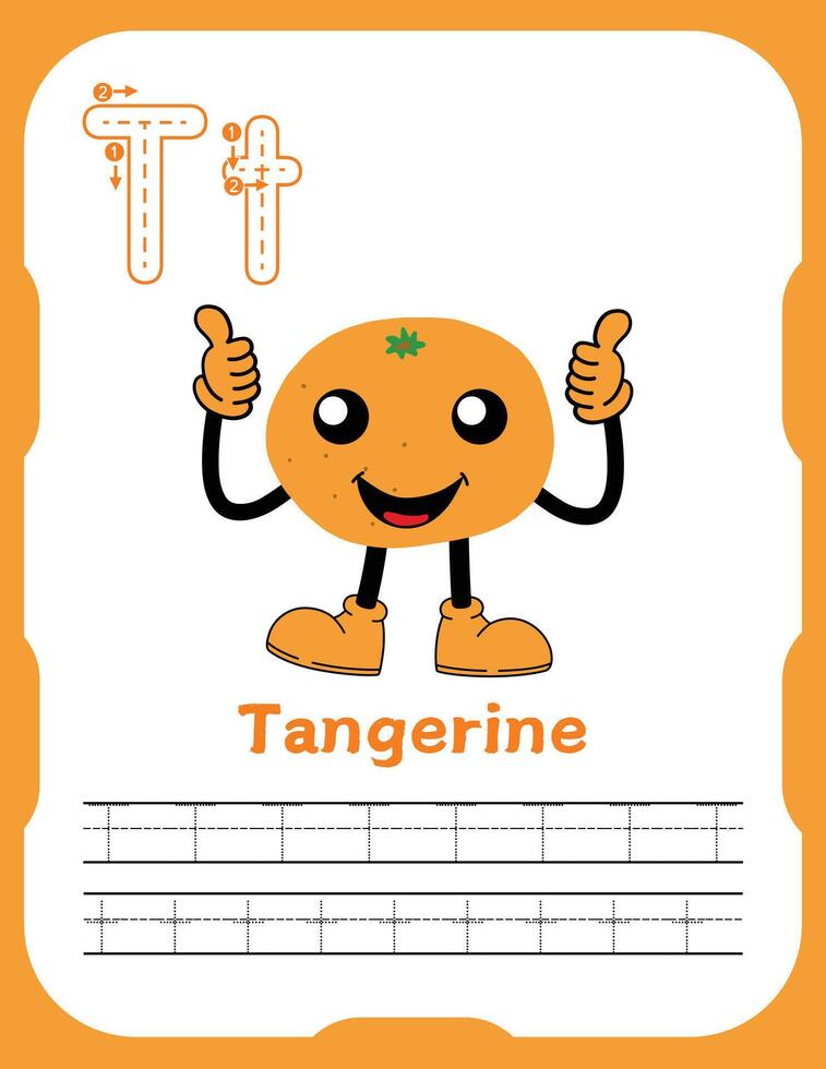 Letter T Tracing Practice for Kids vector