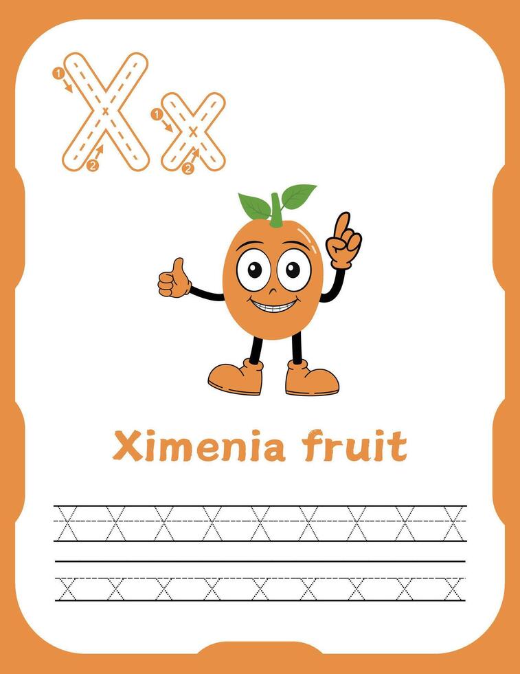 Letter X Tracing Practice for Beginners vector