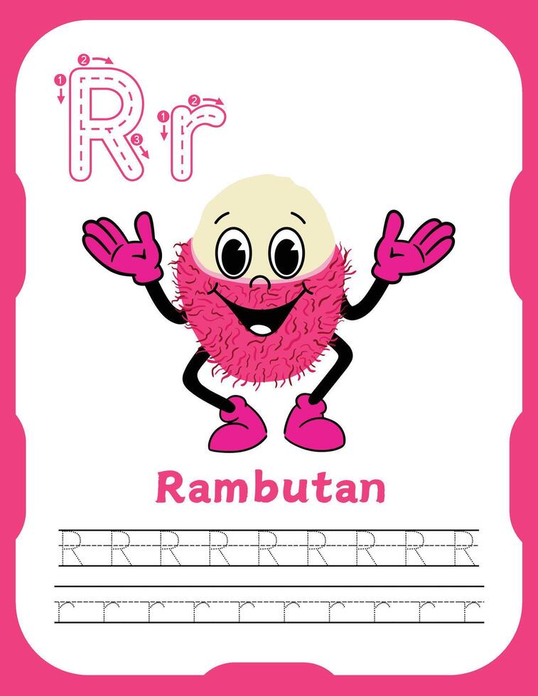 Letter R Tracing Practice for Little Learners vector