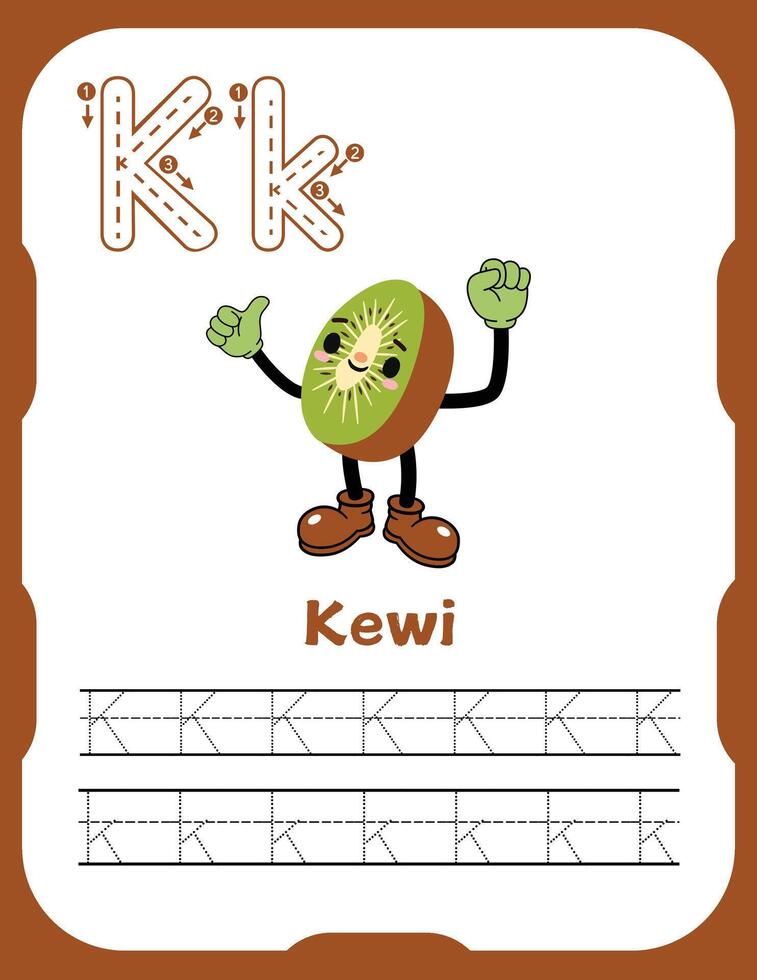 Letter K Tracing Practice for Young Kids vector