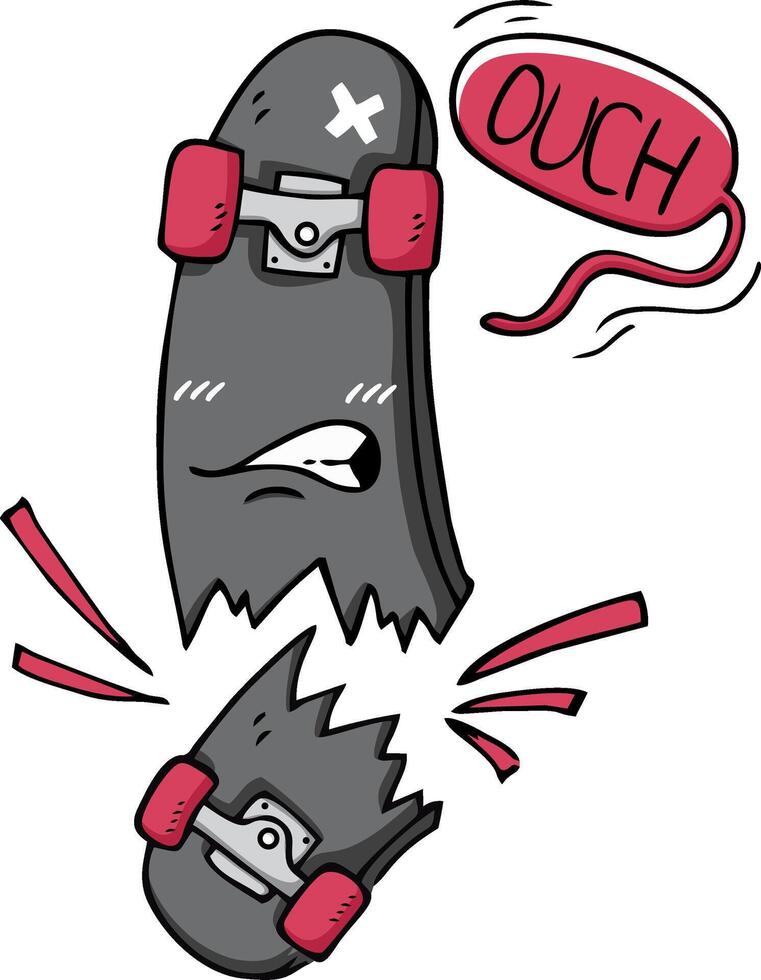 Broken Skateboard Urban Illustration Cartoon vector