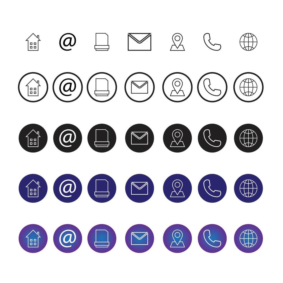Line Out Flat Icon Set with circle and without circle vector