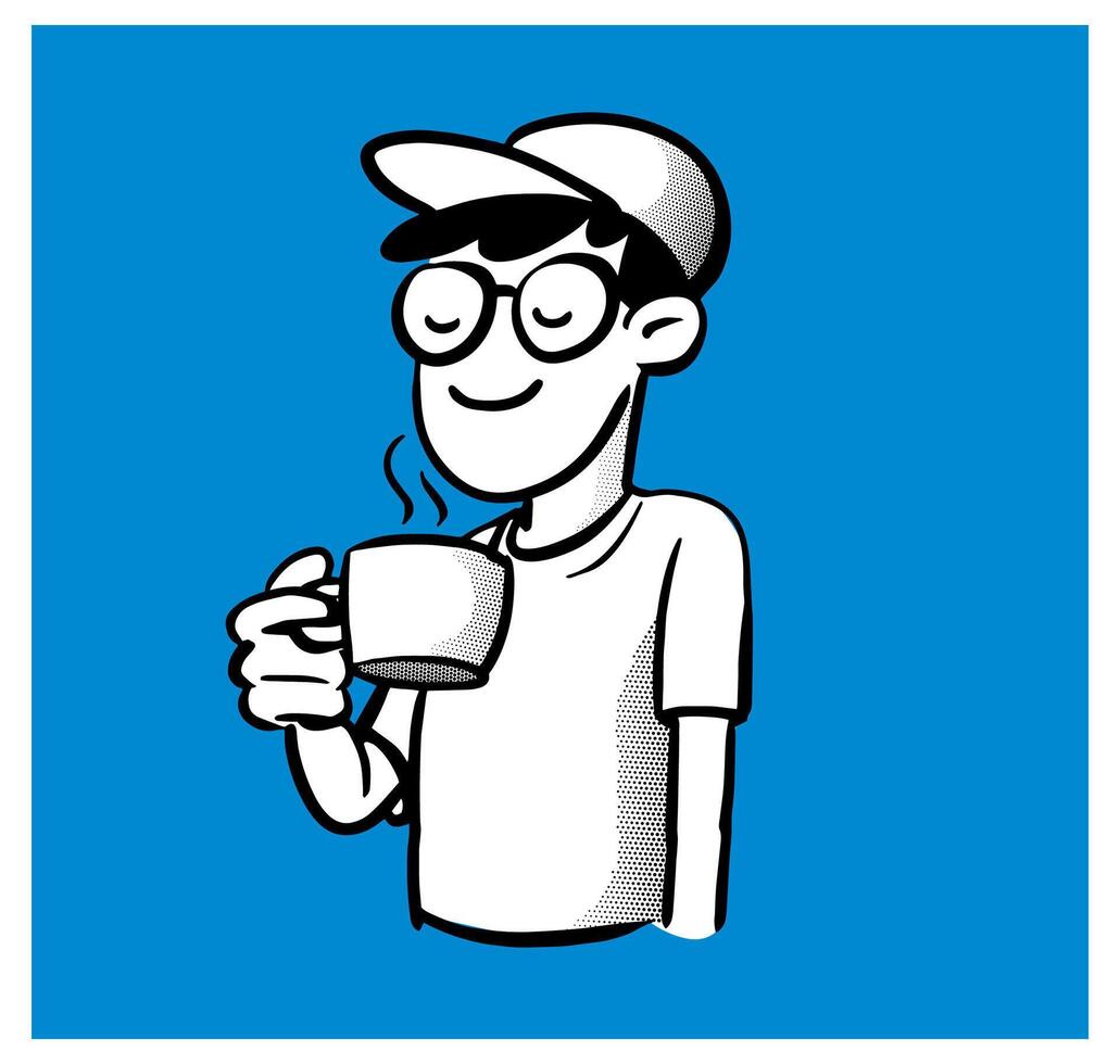 Human mascot character black white illustration vector
