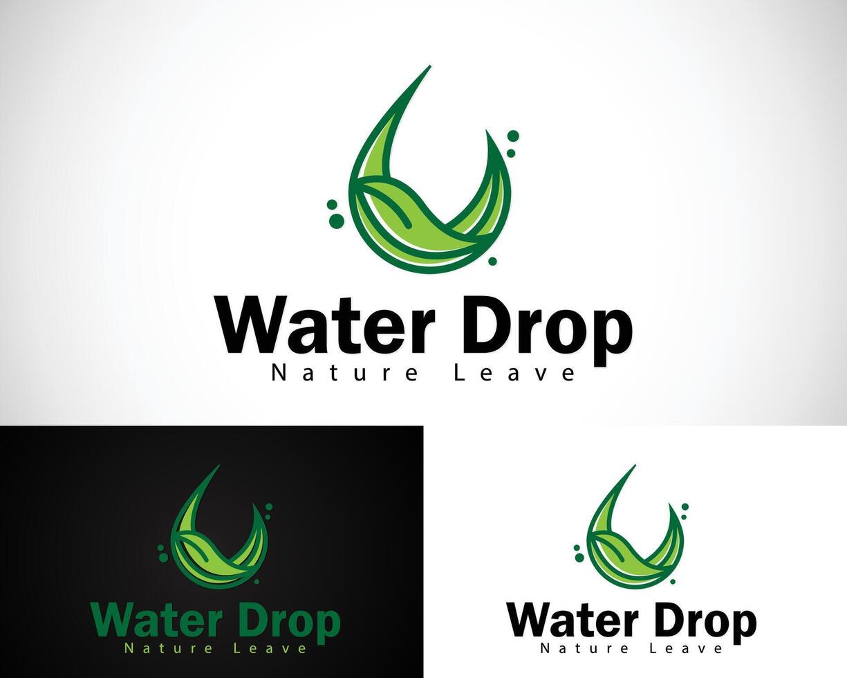 water drop logo creative nature leave health care mineral business design line art emblem vector