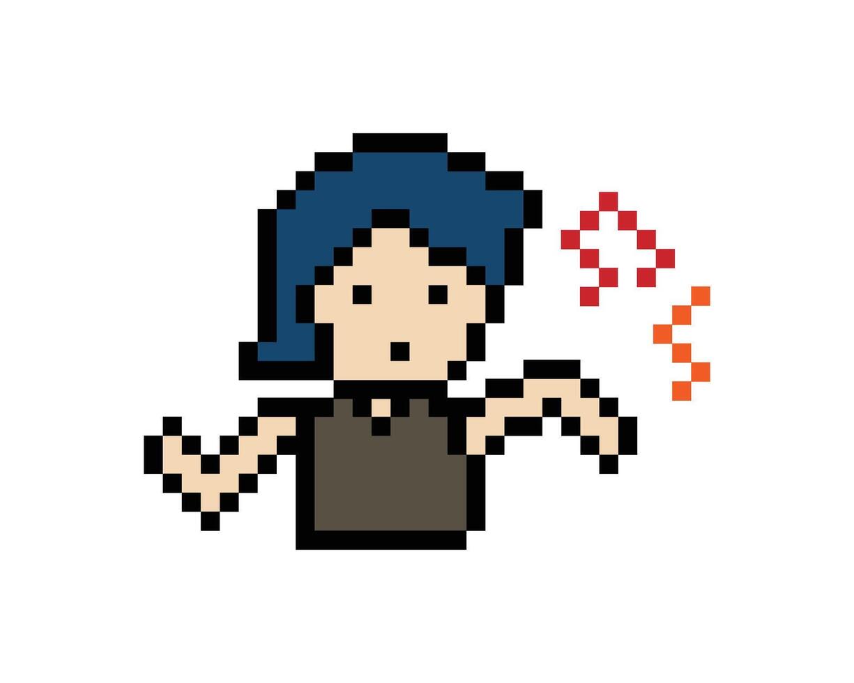 Cute Cartoon pixel style man or boy dance with music and fun. vector