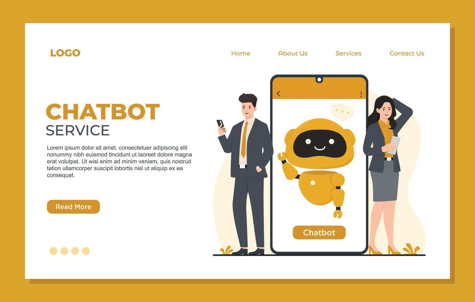 Chatbot landing page template. Flat illustration of chat bot ai concept vector