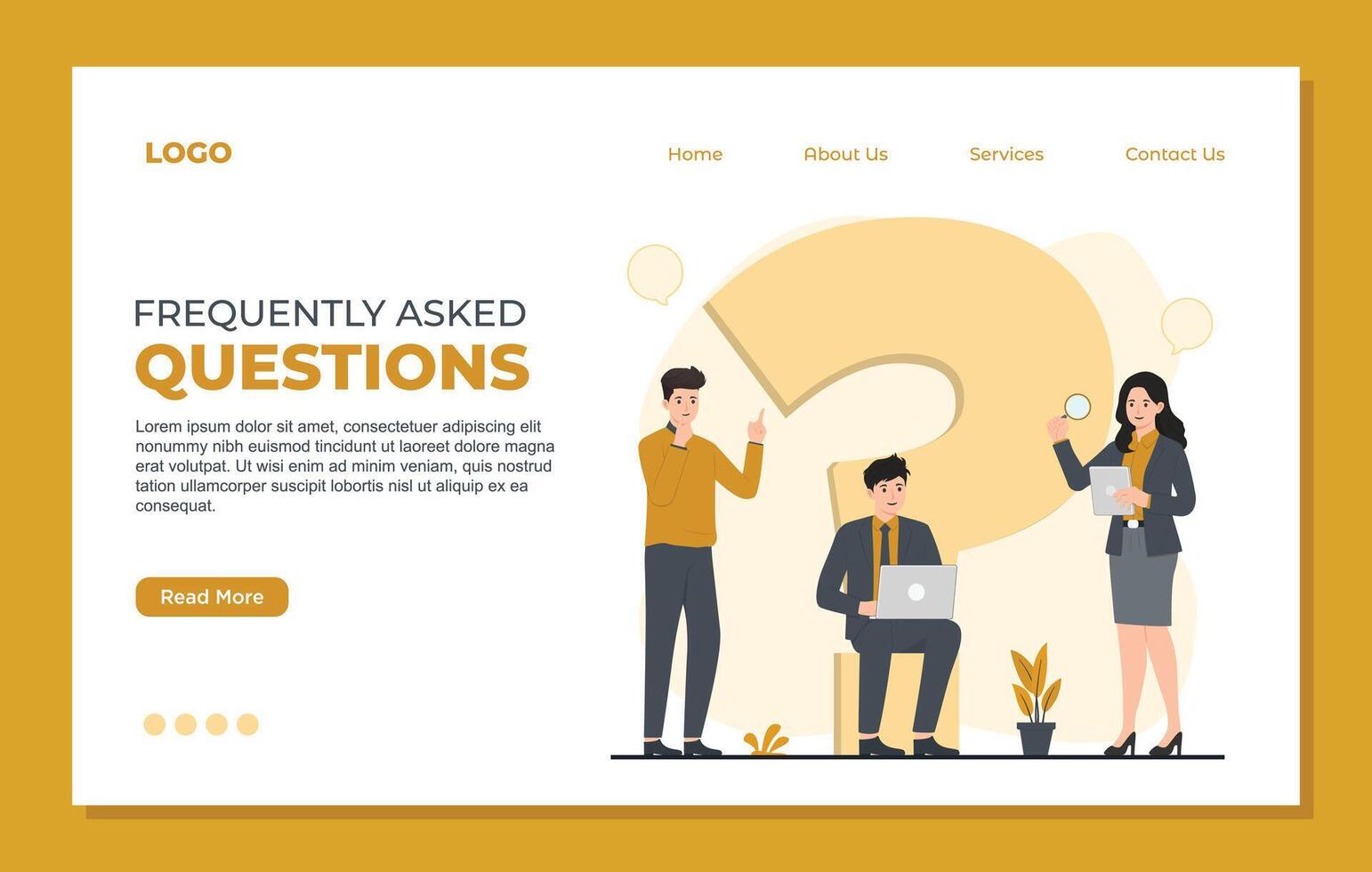 faq frequently asked questions concept illustration Flat design website landing page template with people and question mark. illustration vector