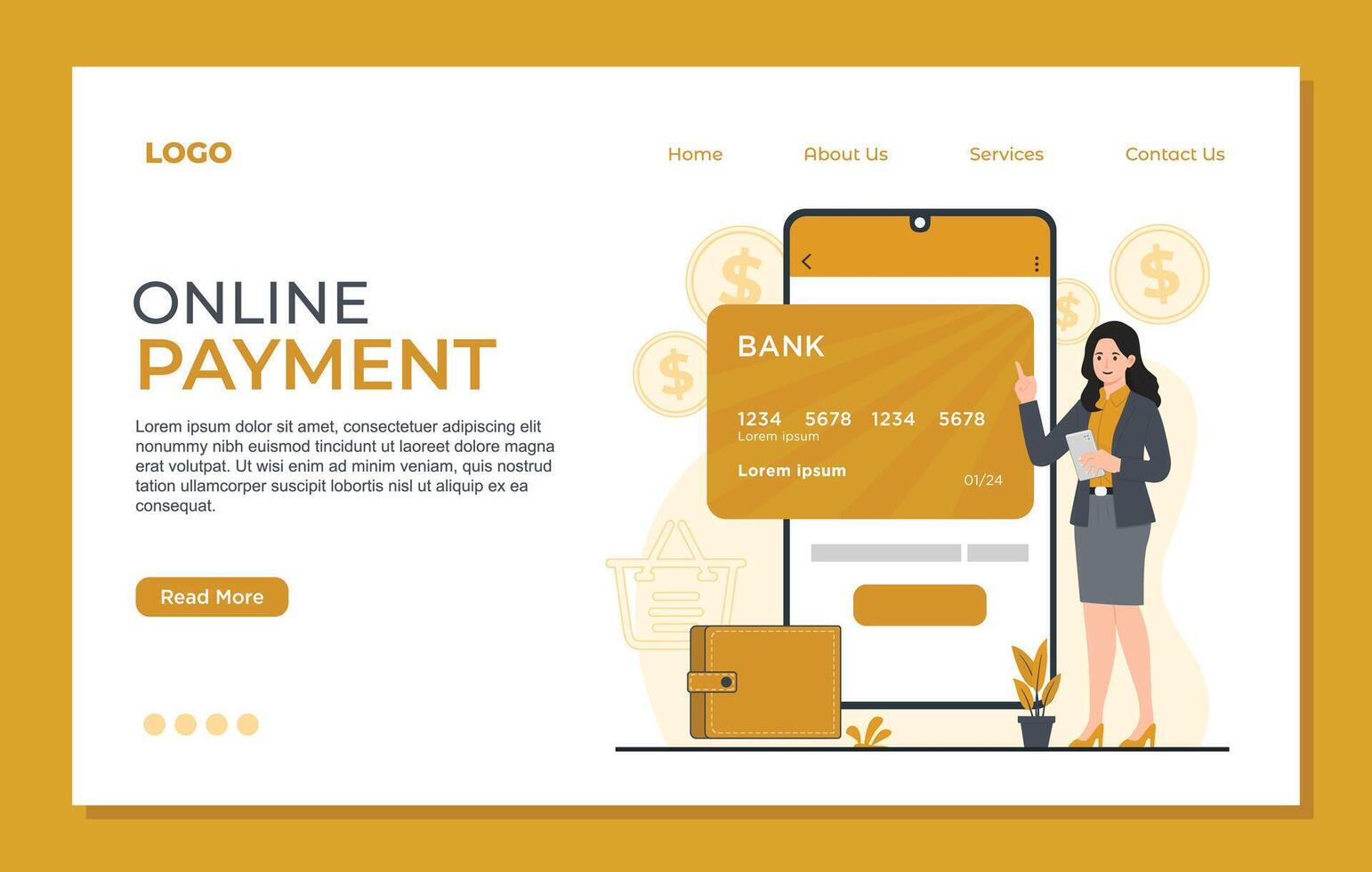 Online payment concept scanning qr code credit card Landing page ...