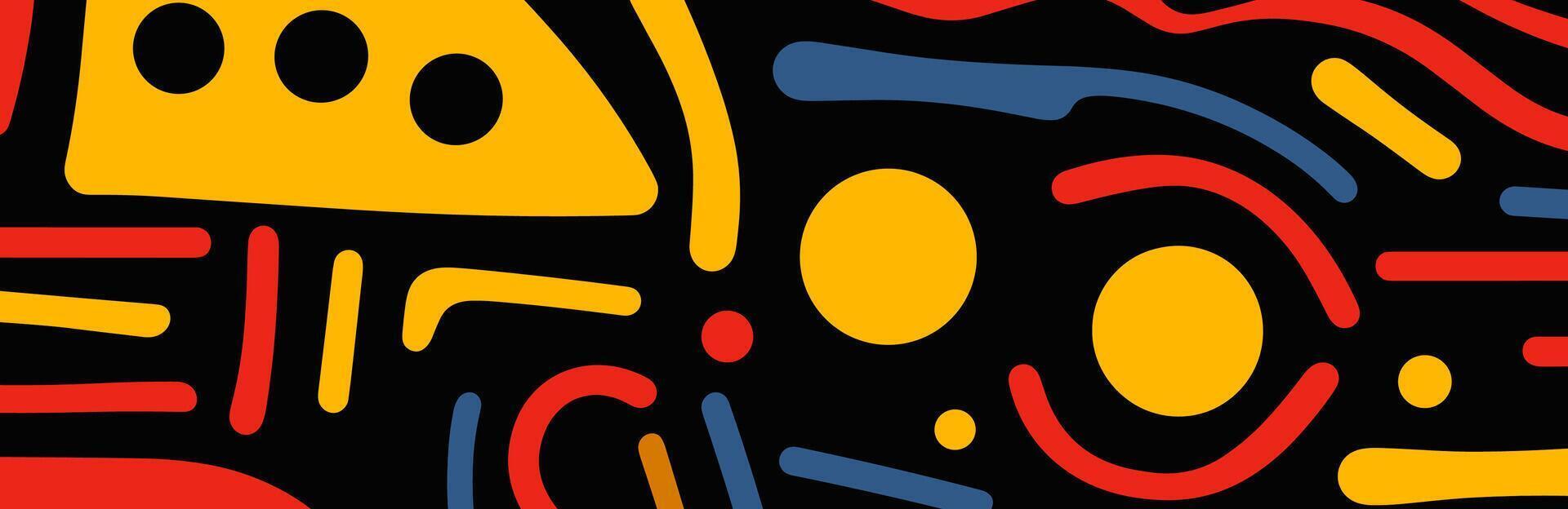 Colorful wavy liquid fluidity banner with abstract doodle primitive style, perfect for creative modern backgrounds, artistic design projects, and contemporary visual compositions. Eps vector