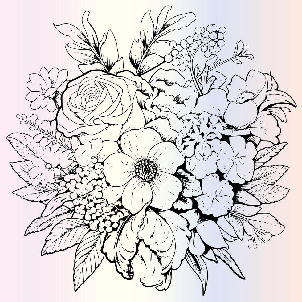 Blooming Beauties Flower Coloring Fun vector