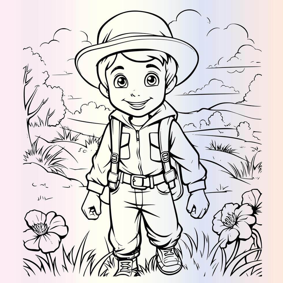 Down on the Farm Color the Hardworking Farmer vector