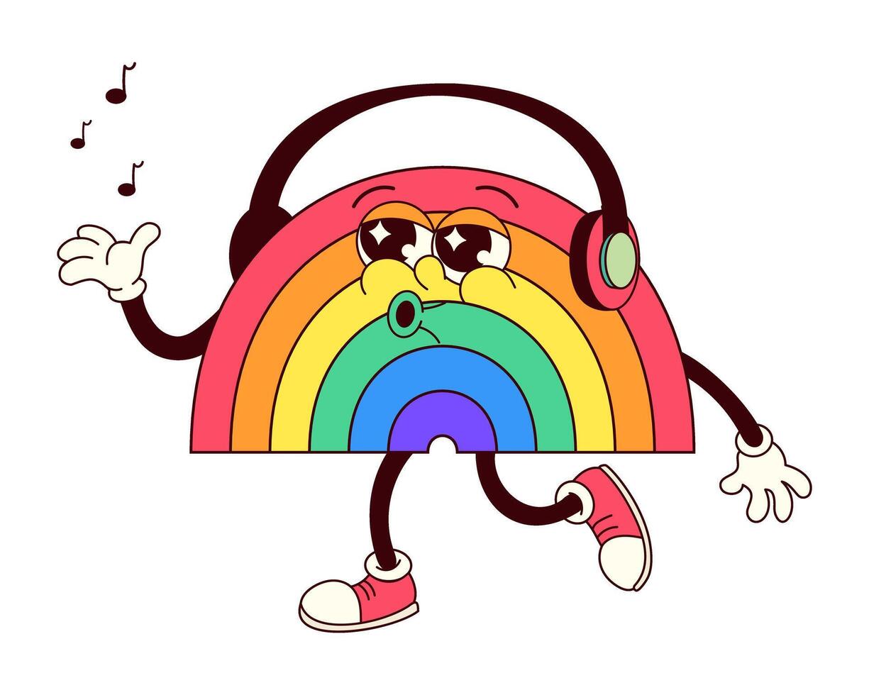 LGBTQ Groovy Rainbow Unimpressed by the Beat A Quirky Musical Illustration. Pride month vector