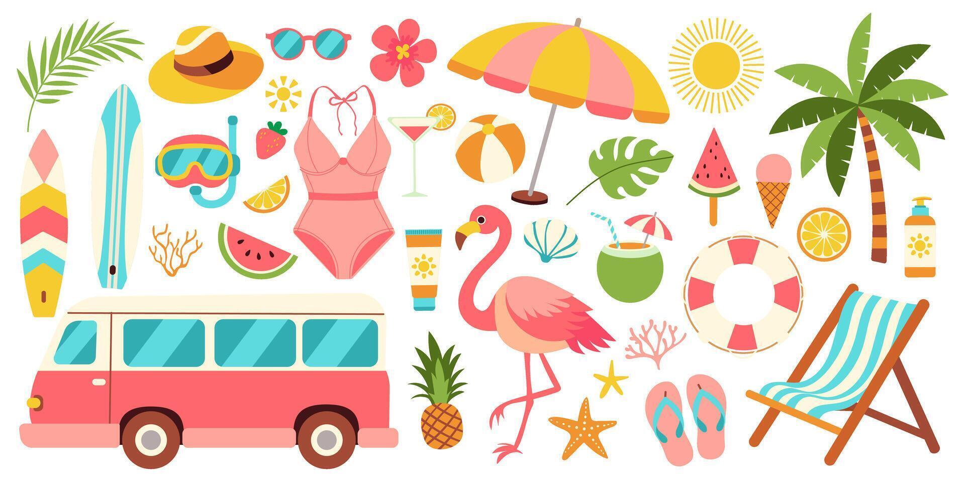 Summer Fun A Vibrant Beach Vacation Collage vector