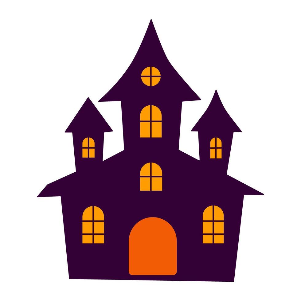 A creepy, spooky house with a large front door. The house is dark and ominous, with a sense of foreboding vector