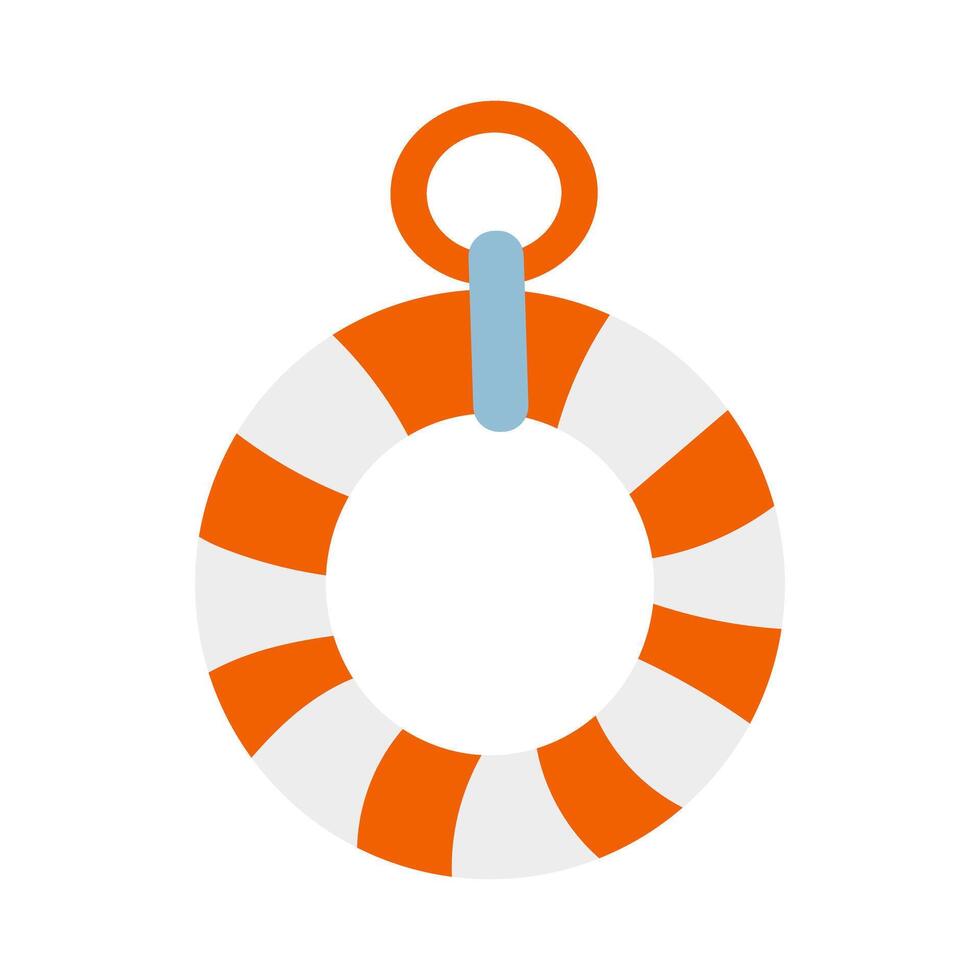 A cartoonish orange and white life preserver with a blue ring vector