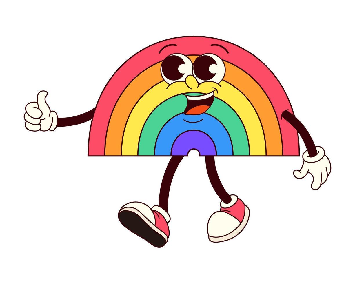 Groovy Rainbow Character A Playful Splash of Color vector