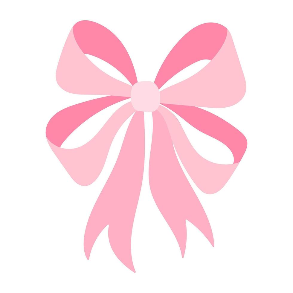 A pink ribbon with a bow is drawn on a white background. The ribbon is drawn in a way that it looks like it is being tied, and it is pink in color vector