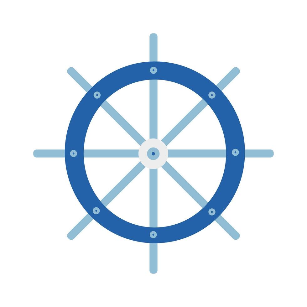 A blue and white wheel with a white background. The wheel is the center of the image and is surrounded by a white circle vector