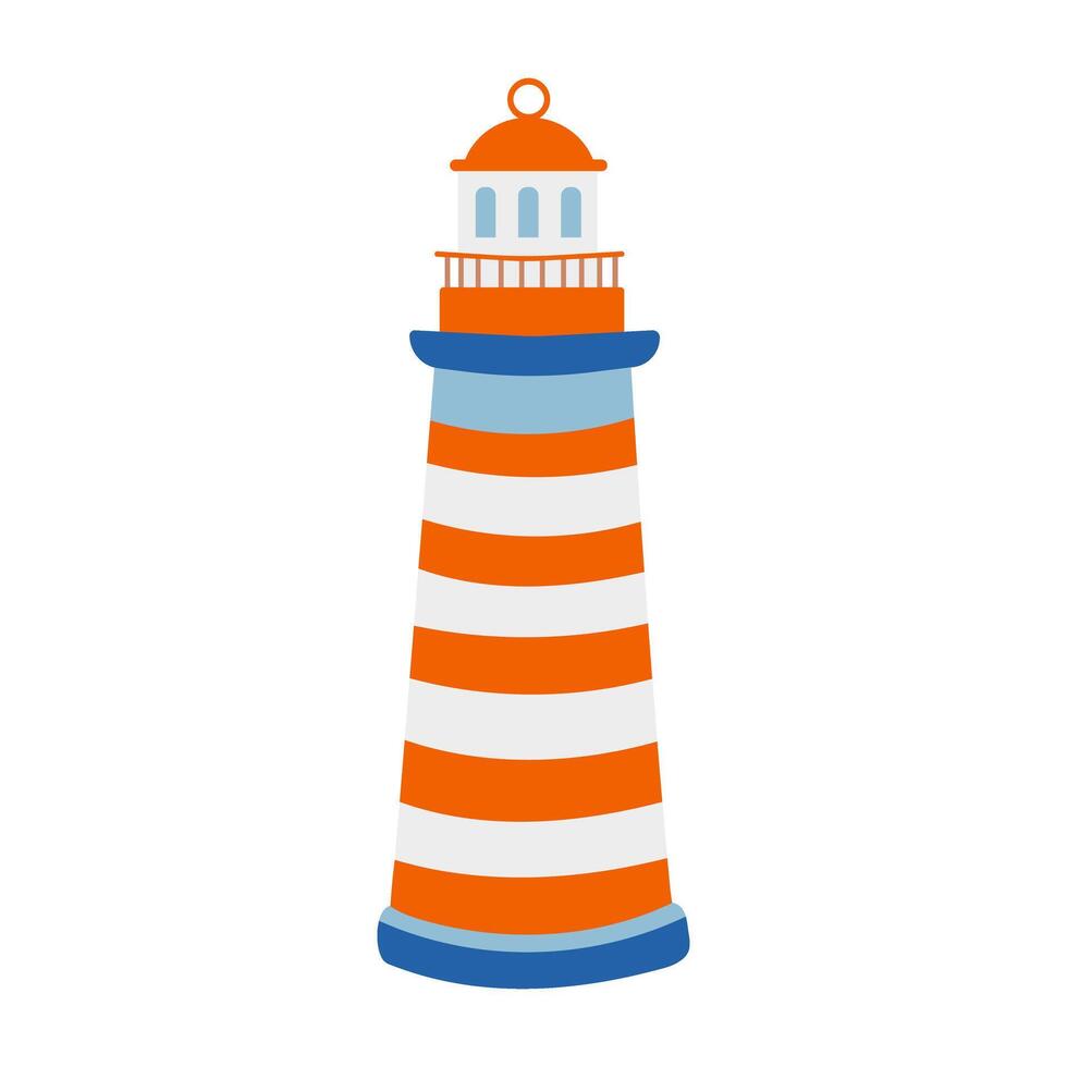 A lighthouse with a blue and white stripe vector