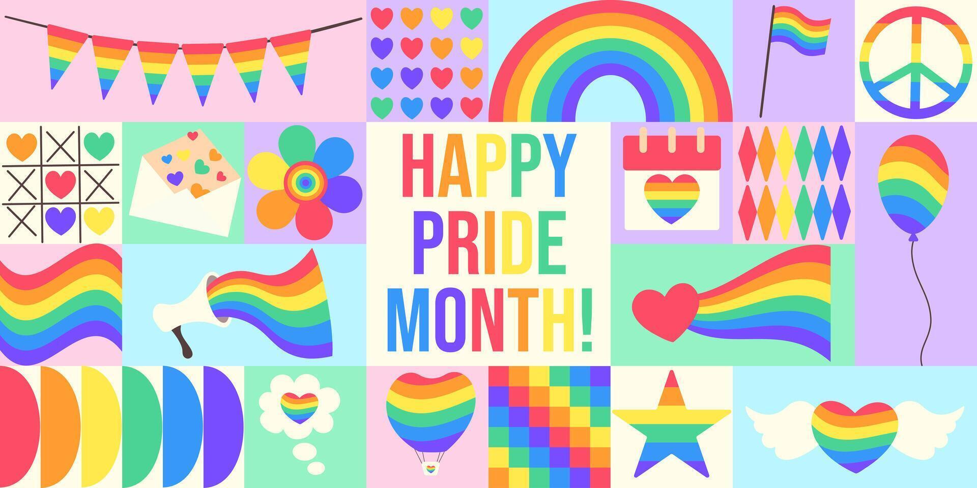 geometriclgbtColorful Pride Month Celebration Collage vector