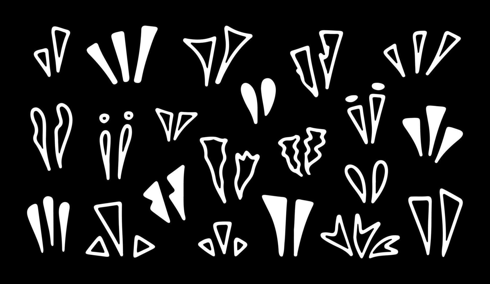 Doodle sparkle ray elements. Hand drawn line frame for title headline illustration on black background. Manga style. vector