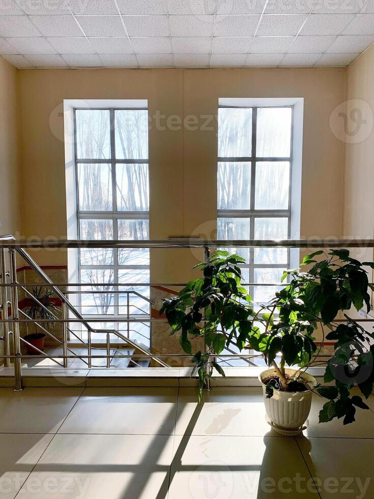 The stairs lead to the second and third floors of the hospital. photo