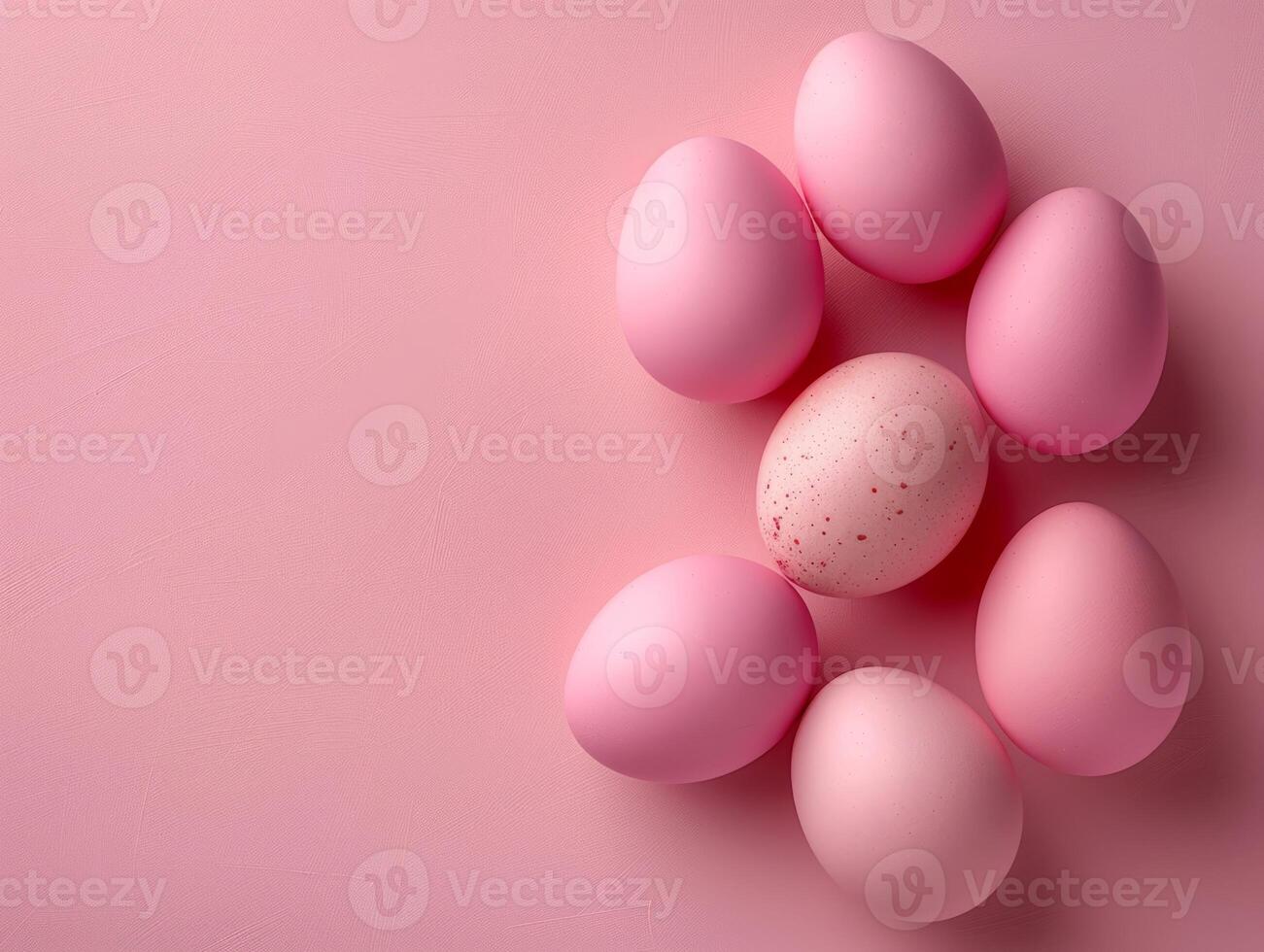 Pink and Golden Easter Eggs Background. Holiday Minimal Aesthetic Wallpaper with Easter Eggs and Copy Space.. photo