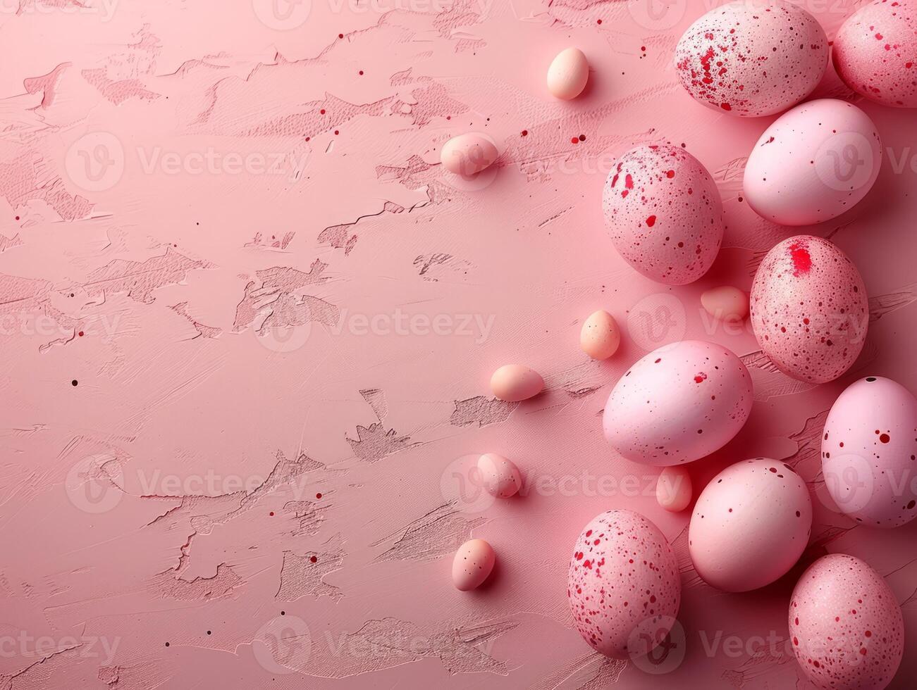 Pink and Golden Easter Eggs Background. Holiday Minimal Aesthetic Wallpaper with Easter Eggs and Copy Space.. photo