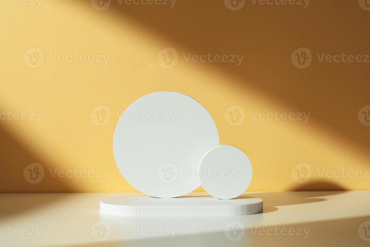 Simple Minimalist White Geometric Shapes on a Light Orange Background in Natural Lighting photo