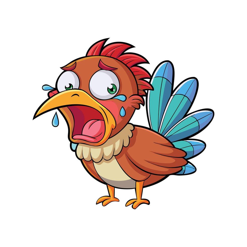 Sad Cartoon Bird Crying vector