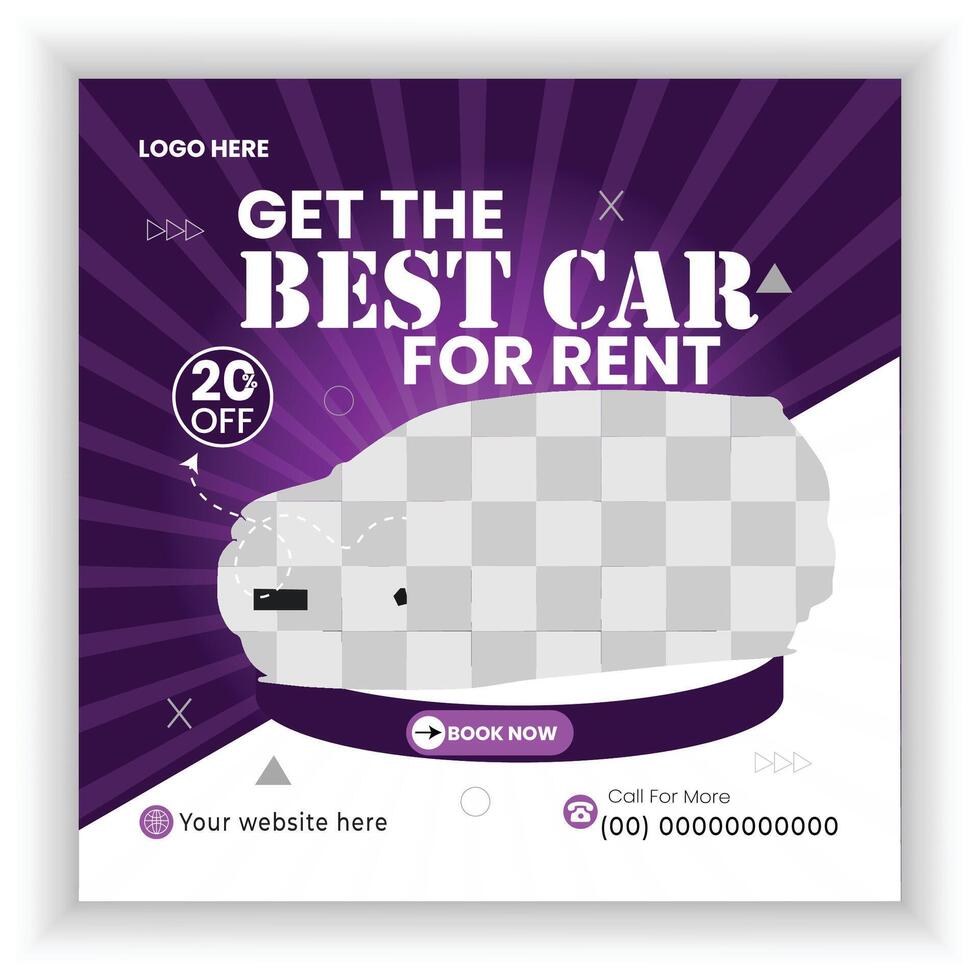 Car rent and sale automotive social media banner or Instagram post template vector