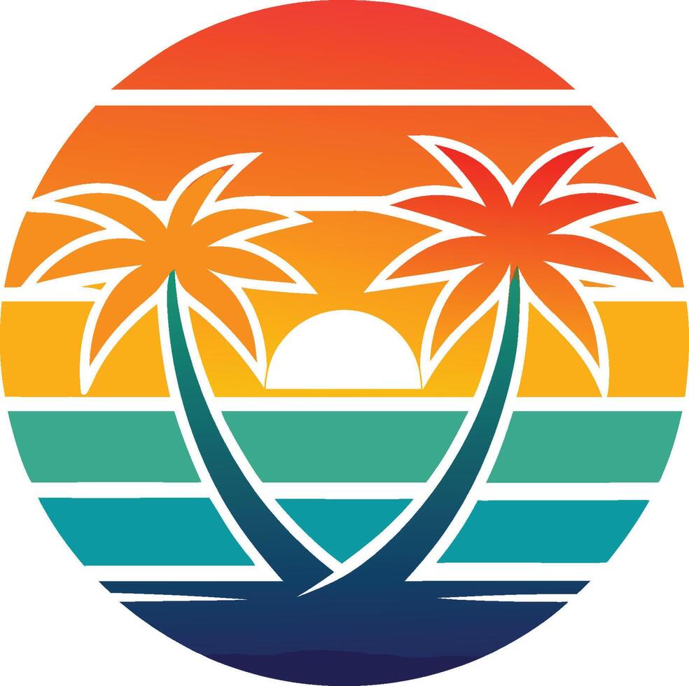 Sun and sea stylised waves vector