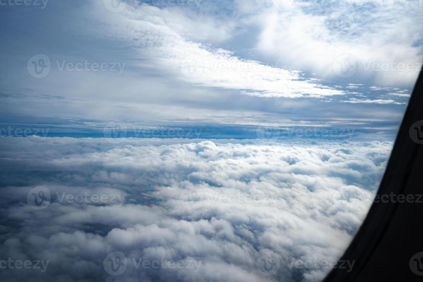 View through window of aircraft during flight photo