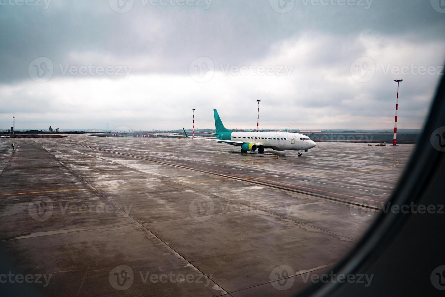 View through window of aircraft during flight photo