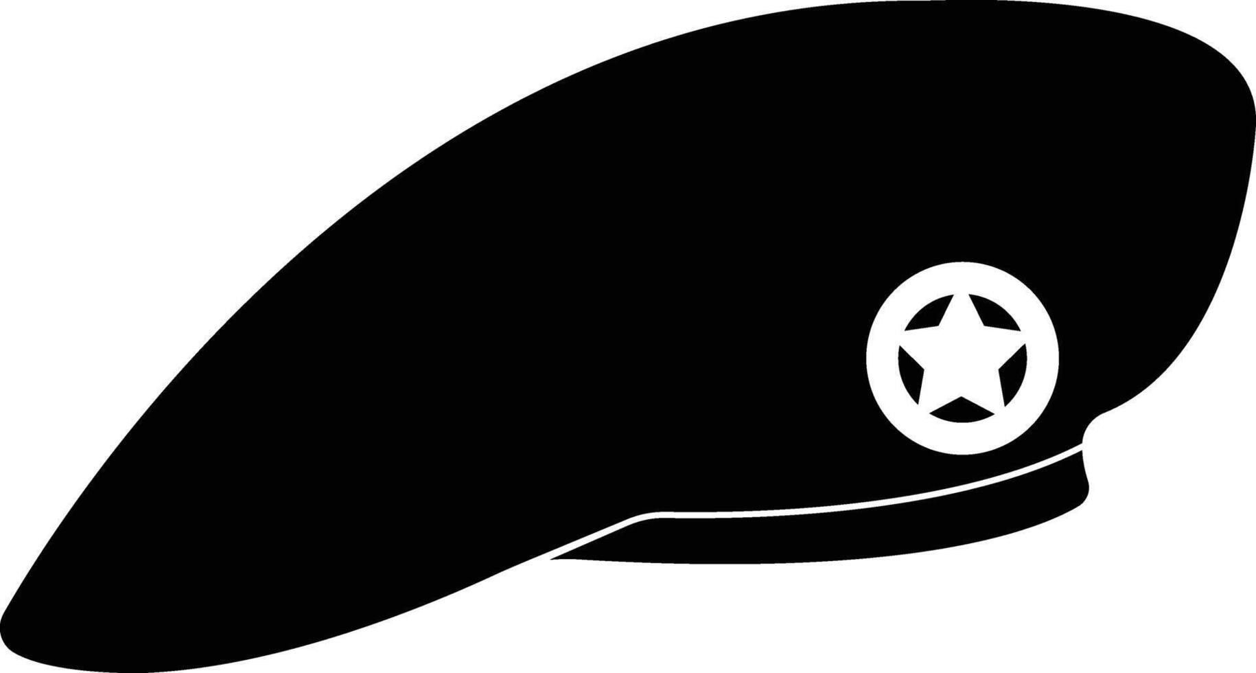 Military beret cap icon in flat. isolated on Hat icons, captain hat icon, police cap, sun visor, beret, cowboy, military hat. for apps or website vector