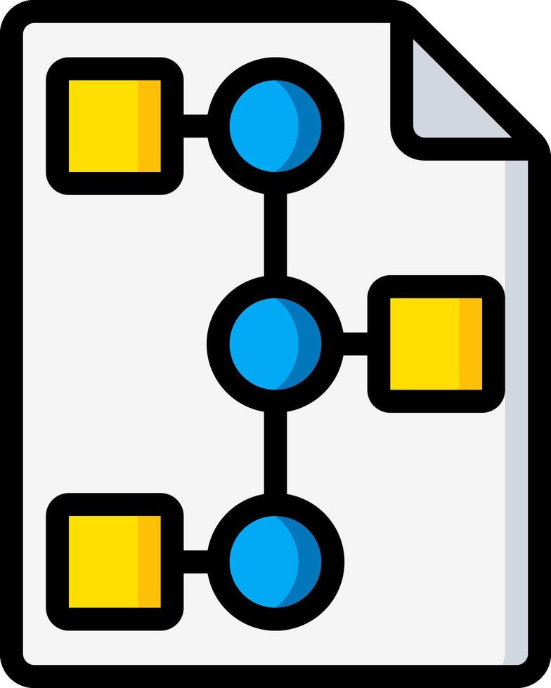A file with a blue and yellow arrow on it vector