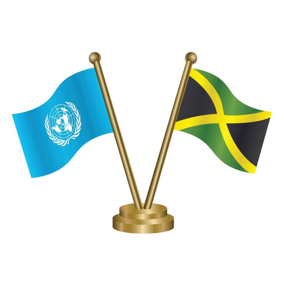 United Nations and Jamaica table flags. vector