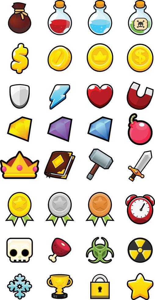 2d RPG Fantasy Game Sprite Icon Set vector
