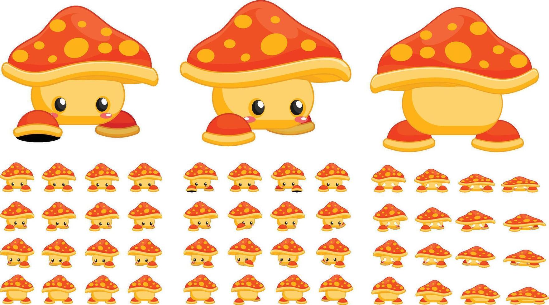 Fantasy RPG Orange Mushroom Monster Enemy Character Sprite vector