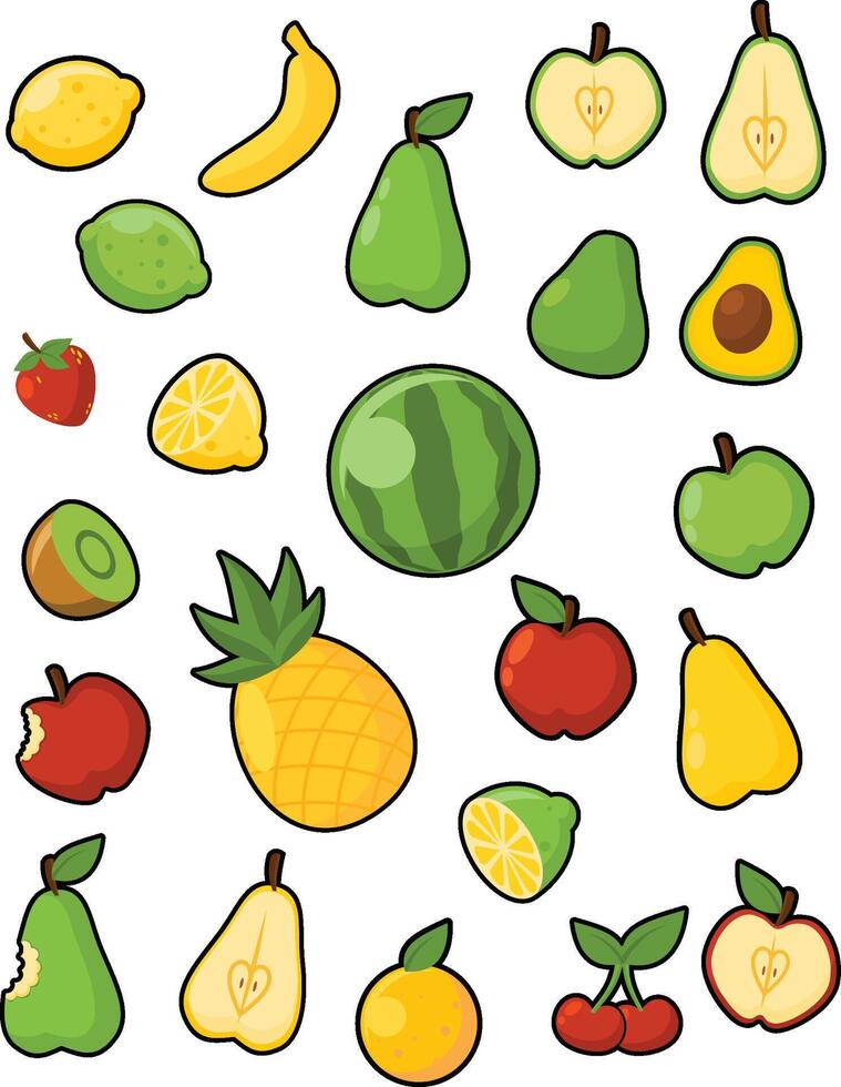 Cartoon Fruit Illustration Pack vector