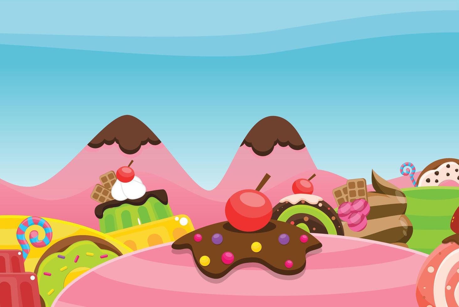 Candy Land Mountain Game Background vector