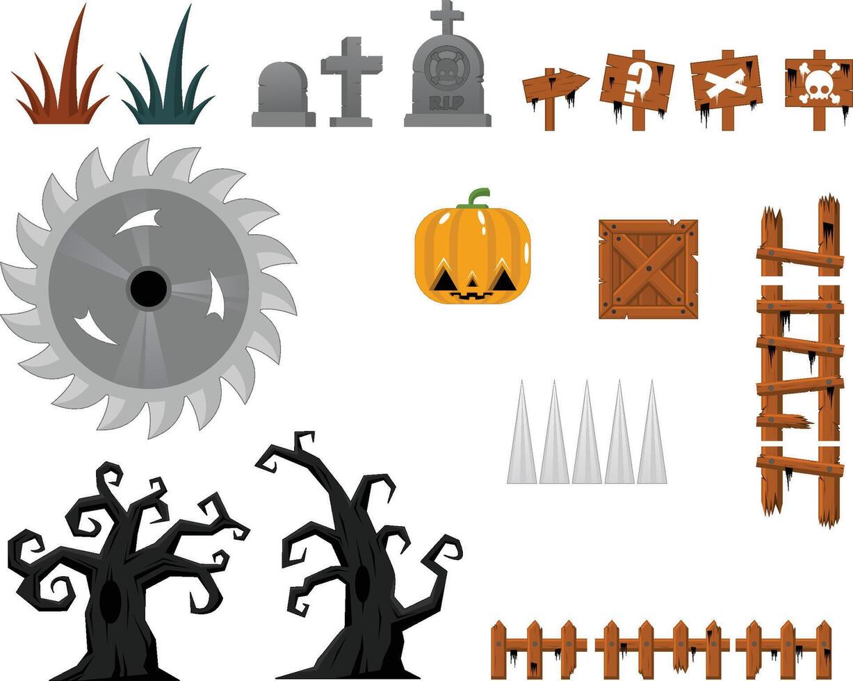 Halloween Horror Zombie Game Sprite Object vector