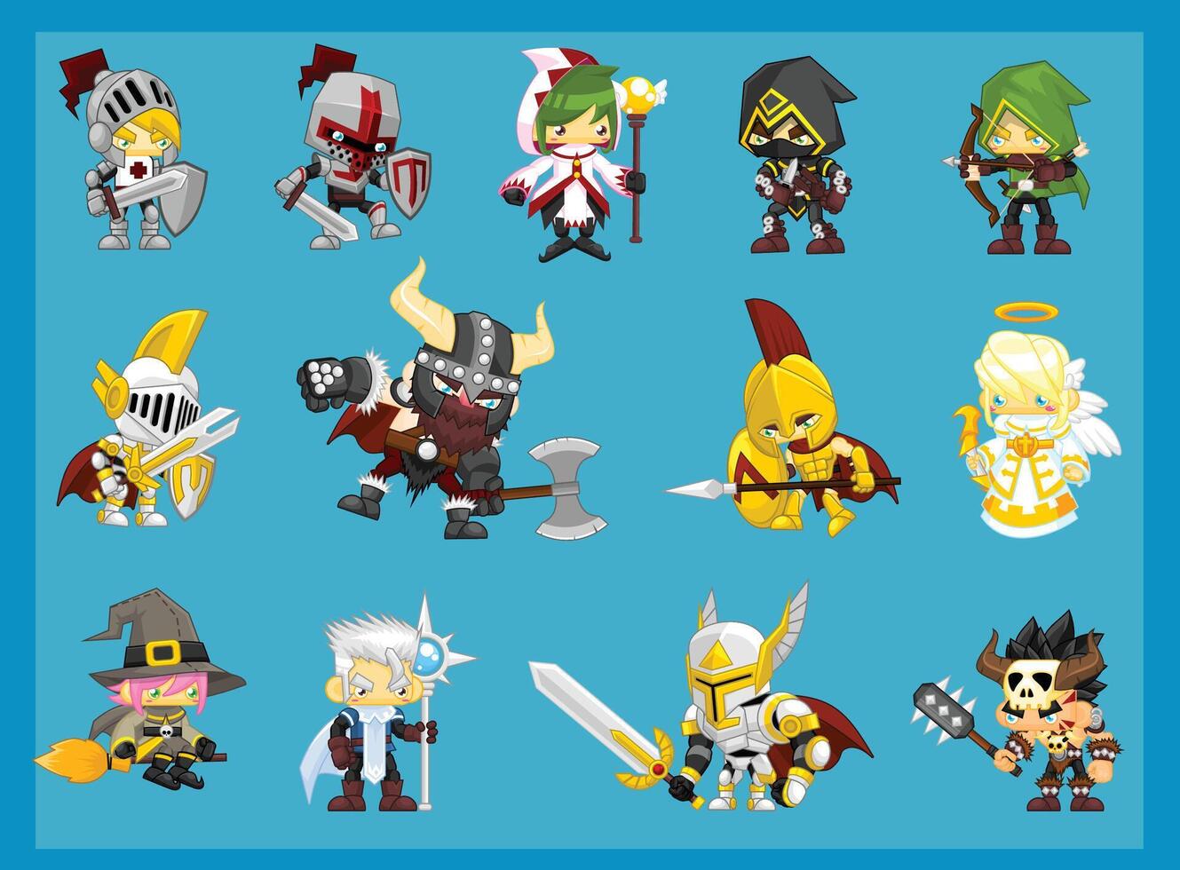 Fantasy Game Character Sprite Heroes vector