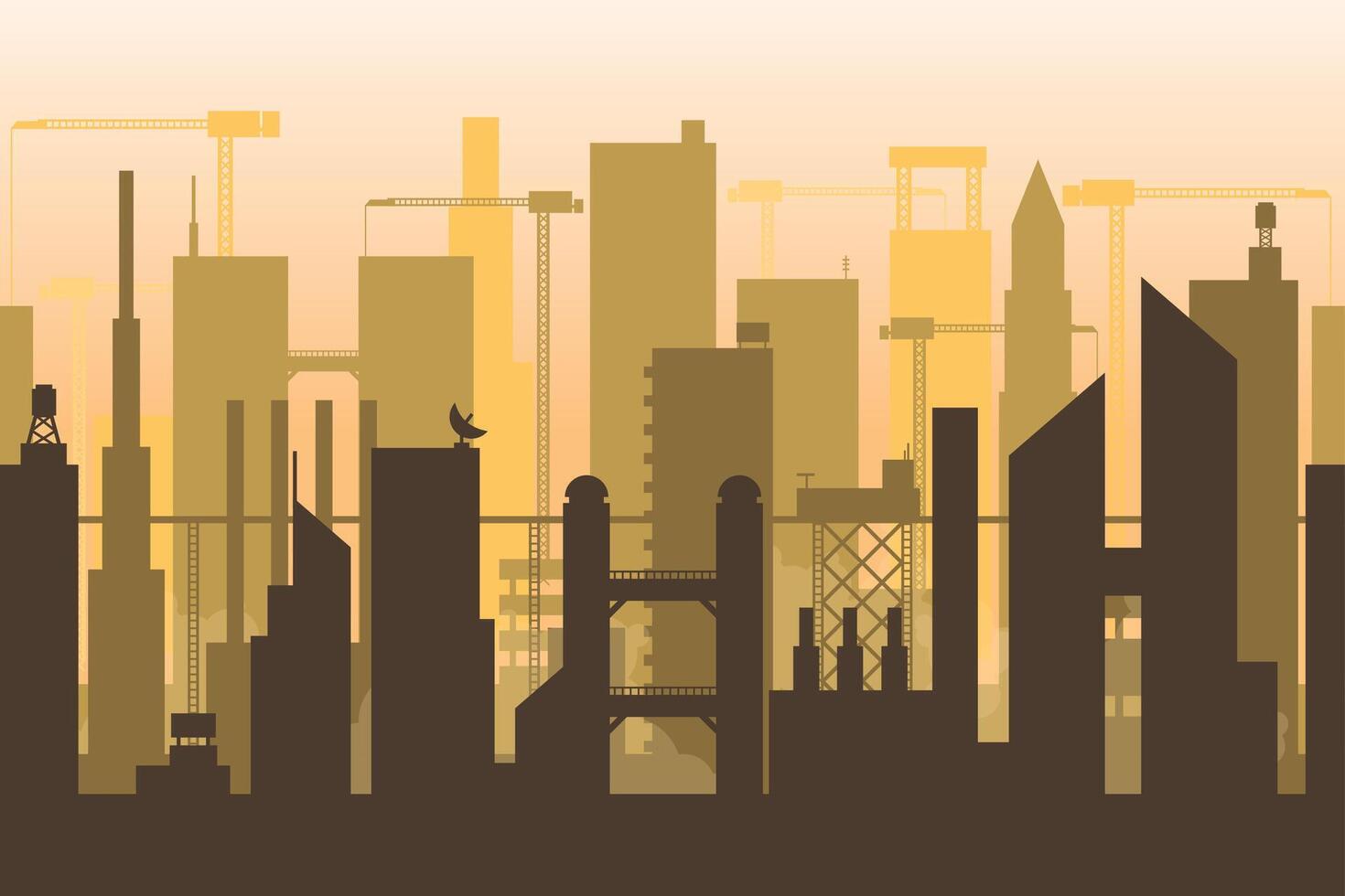 Factory City Sunset Game Background vector