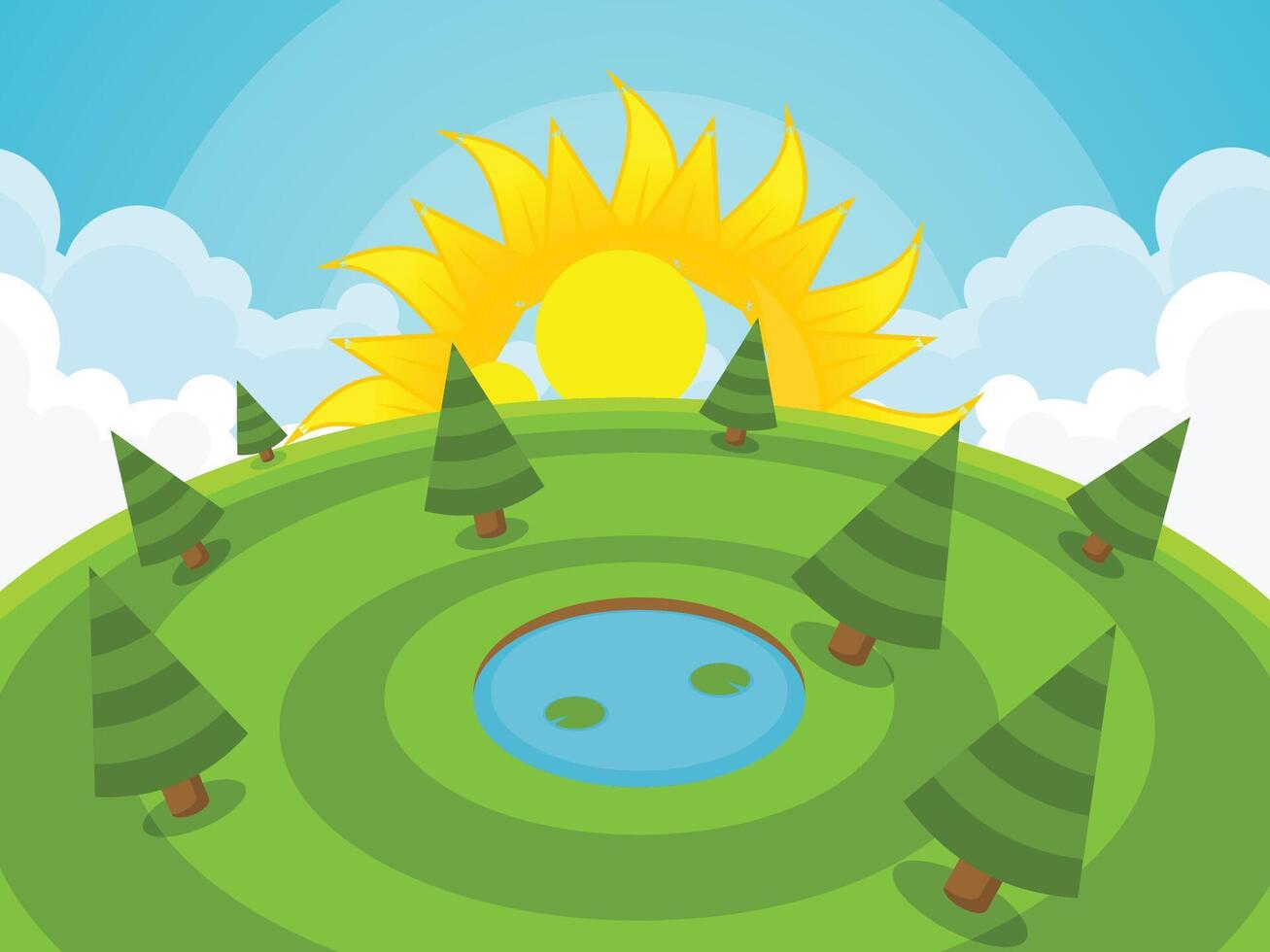 Green Mountain Landscape Game Background vector