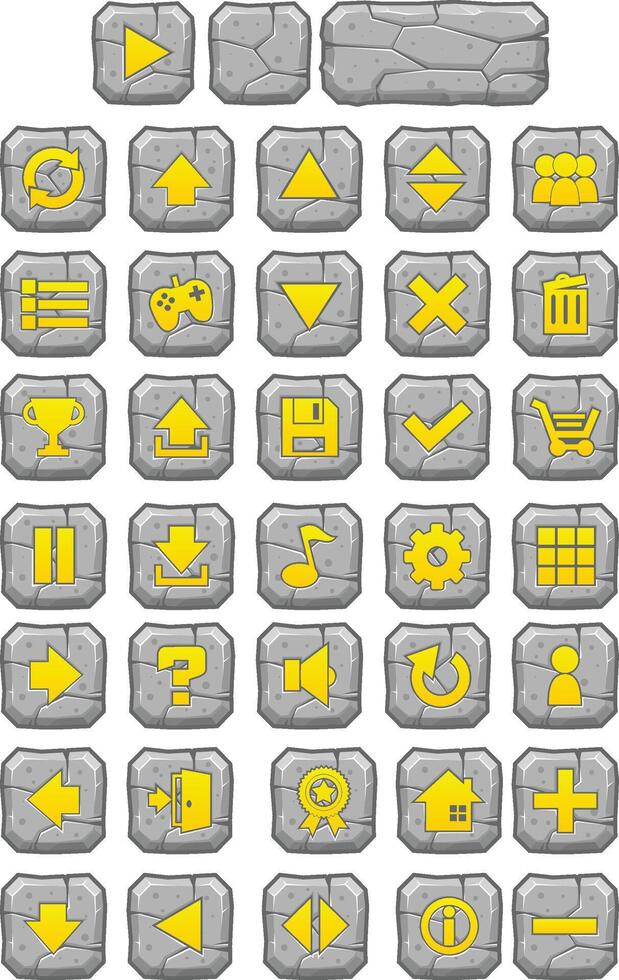 Rock Stone Game Button UI vector