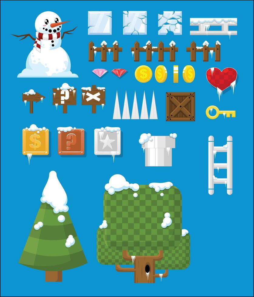 Christmas Winter Snow Game Props Sprite vector