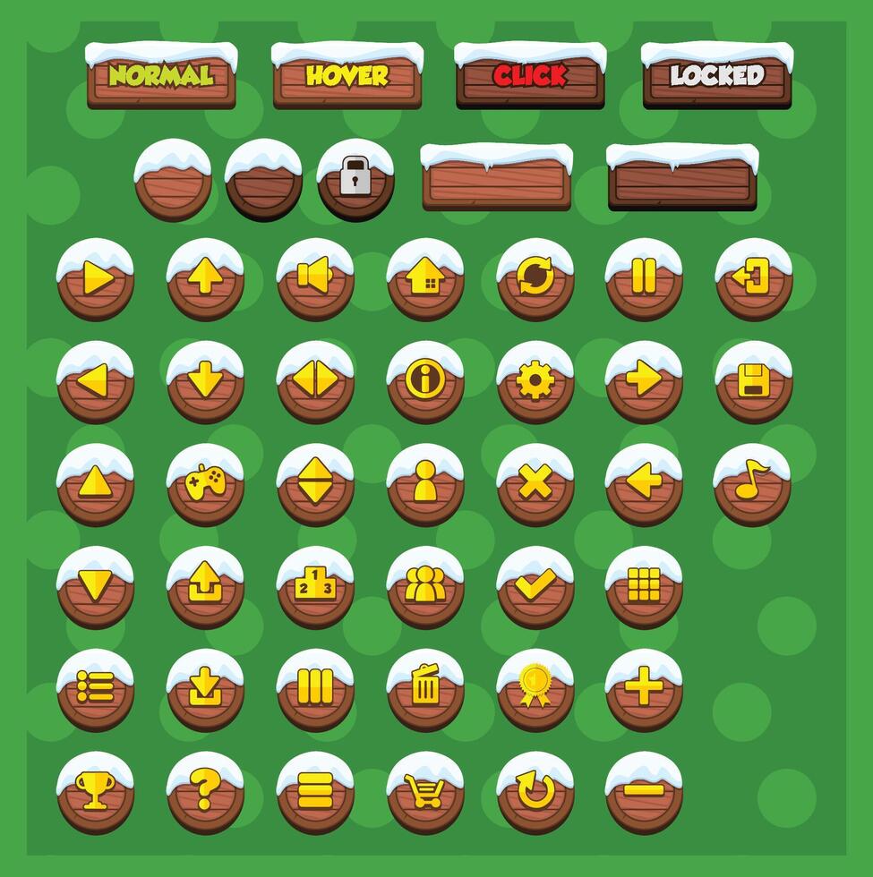 Snowy Game UI Button Pack vector